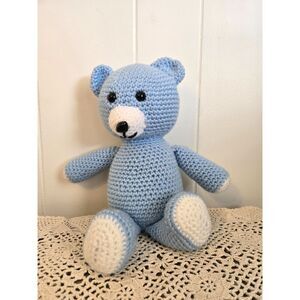 Handcrafted Baby Blue Crochet Teddy Bear Plushie